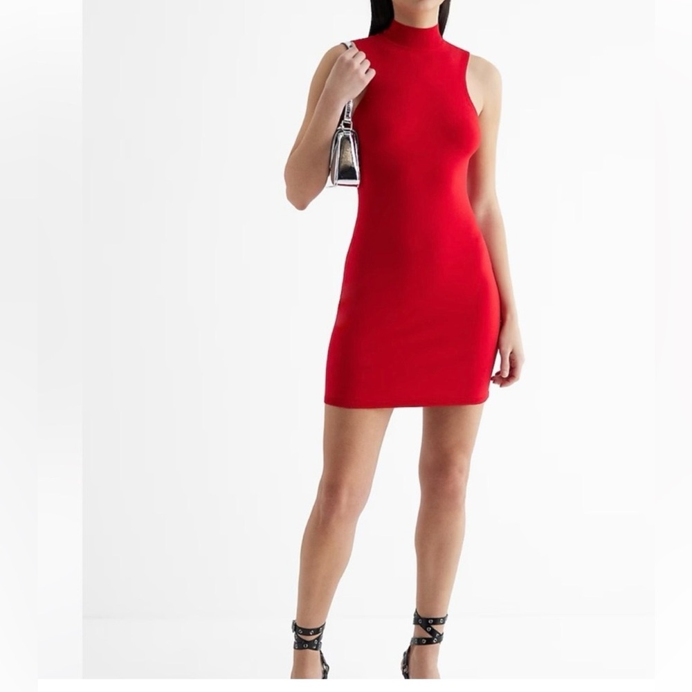 Express Red Sleeveless Mock Neck Mini  Dress